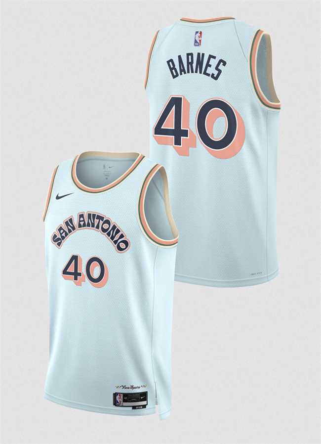 Mens San Antonio Spurs #40 Harrison Barnes Light Blue 2024-25 City Edition Stitched Jersey Dzhi